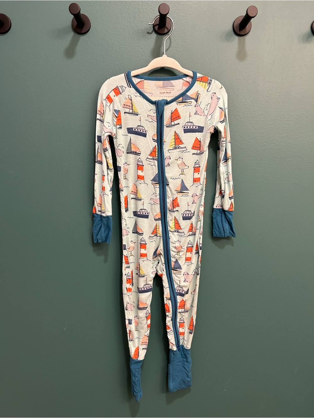 Nautical Sailboat Little Sleepies Bamboo One-Piece Zippy Pajamas